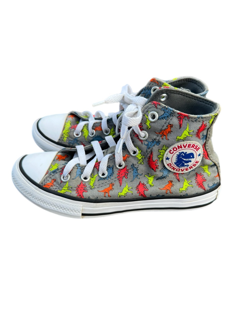 Converse Chuck Taylor Dinosaur All Star Dinoverse Hi-Top Gray Neon Kids US 2